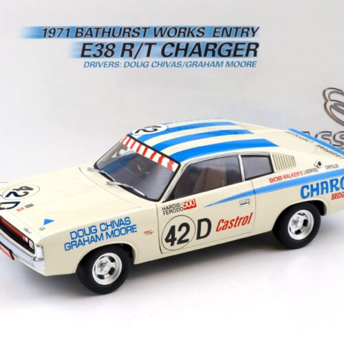 1:18 Classic Carlectables Chrysler E38 R/T Charger 1971 Bathurst Works Entry Chivas/ Moore #42