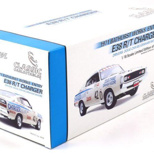 1:18 Classic Carlectables Chrysler E38 R/T Charger 1971 Bathurst Works Entry Chivas/ Moore #42