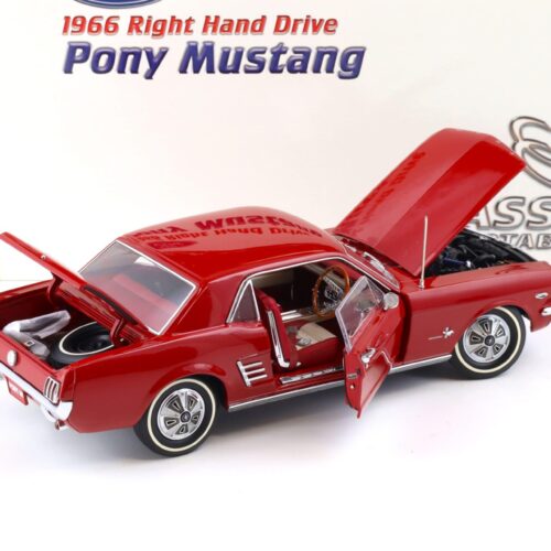 1:18 Classic Carlectables 1966 Ford Mustang Pony RHD Coupe red 18078