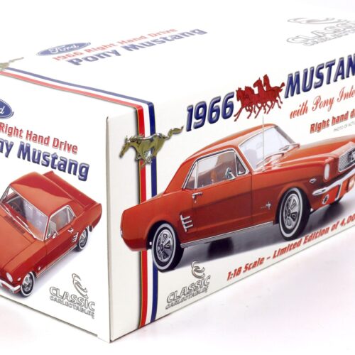 1:18 Classic Carlectables 1966 Ford Mustang Pony RHD Coupe red 18078