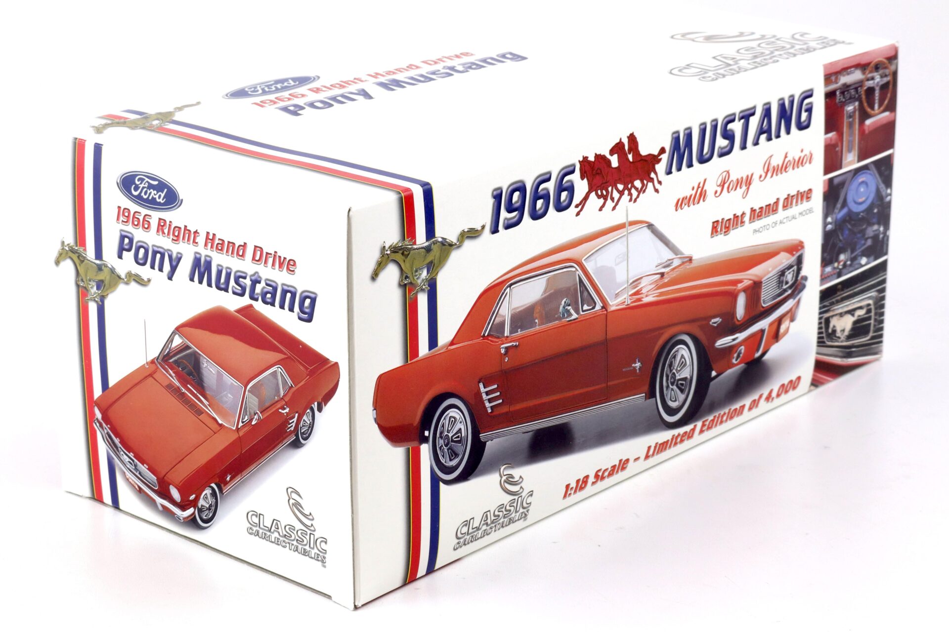 1:18 Classic Carlectables 1966 Ford Mustang Pony RHD Coupe red 18078
