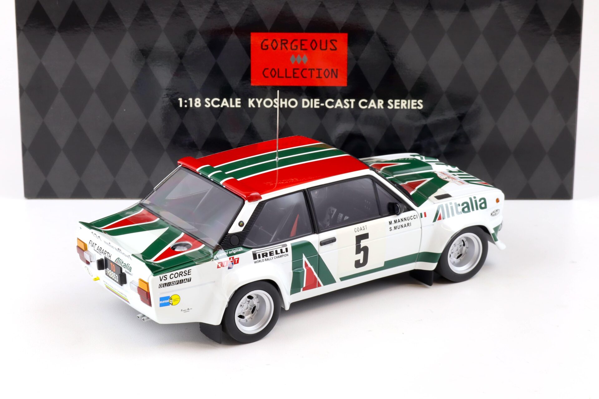 1:18 Kyosho Fiat 131 Abarth Rally Tour de Corse 1978 Alitalia #5 Munari 08371C
