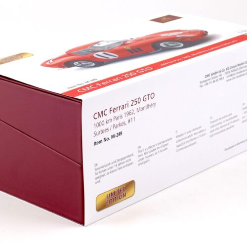 1:18 CMC Ferrari 250 GTO RHD 1000 km Paris 1962 Montlhery #11 Surtess/ Parkes M-249