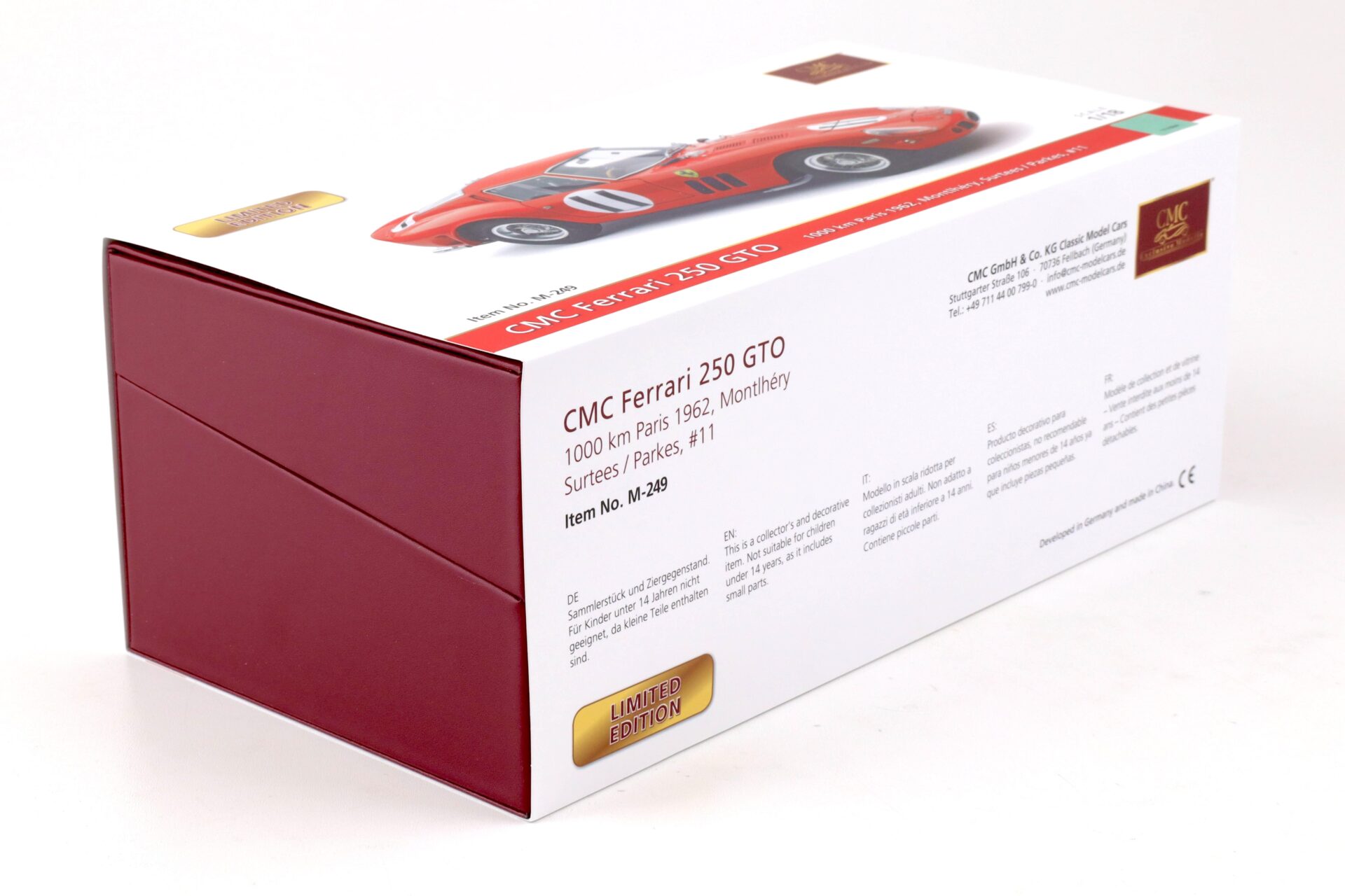 1:18 CMC Ferrari 250 GTO RHD 1000 km Paris 1962 Montlhery #11 Surtess/ Parkes M-249