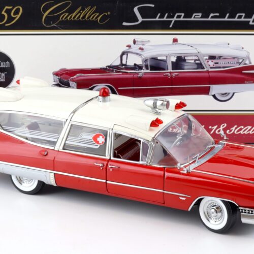 1:18 Sunset Coach Precision 1959 Cadillac Superior Crown Royal Ambulance red/ white