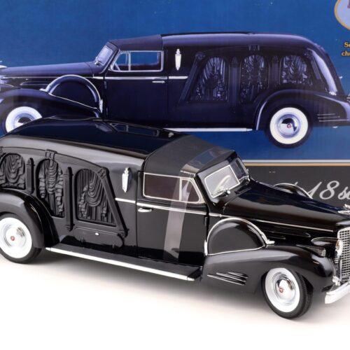1:18 Sunset Coach Precision 1938 Cadillac Town Car Custom Carved Panel HEARSE black - Image 2