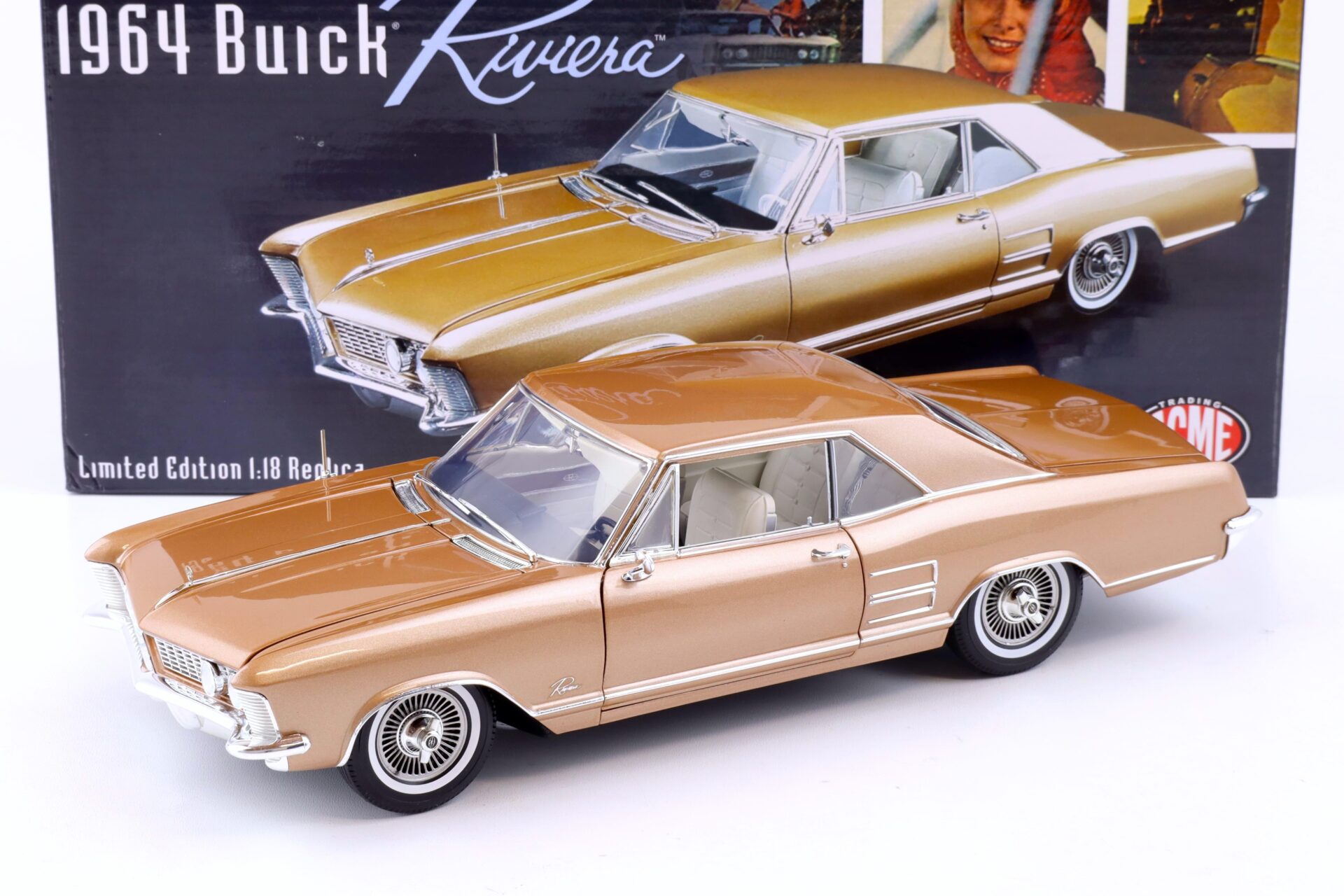 ID 87286 orig 1.jpg 1:18 ACME 1964 Buick Riviera Coupe gold metallic A1806303