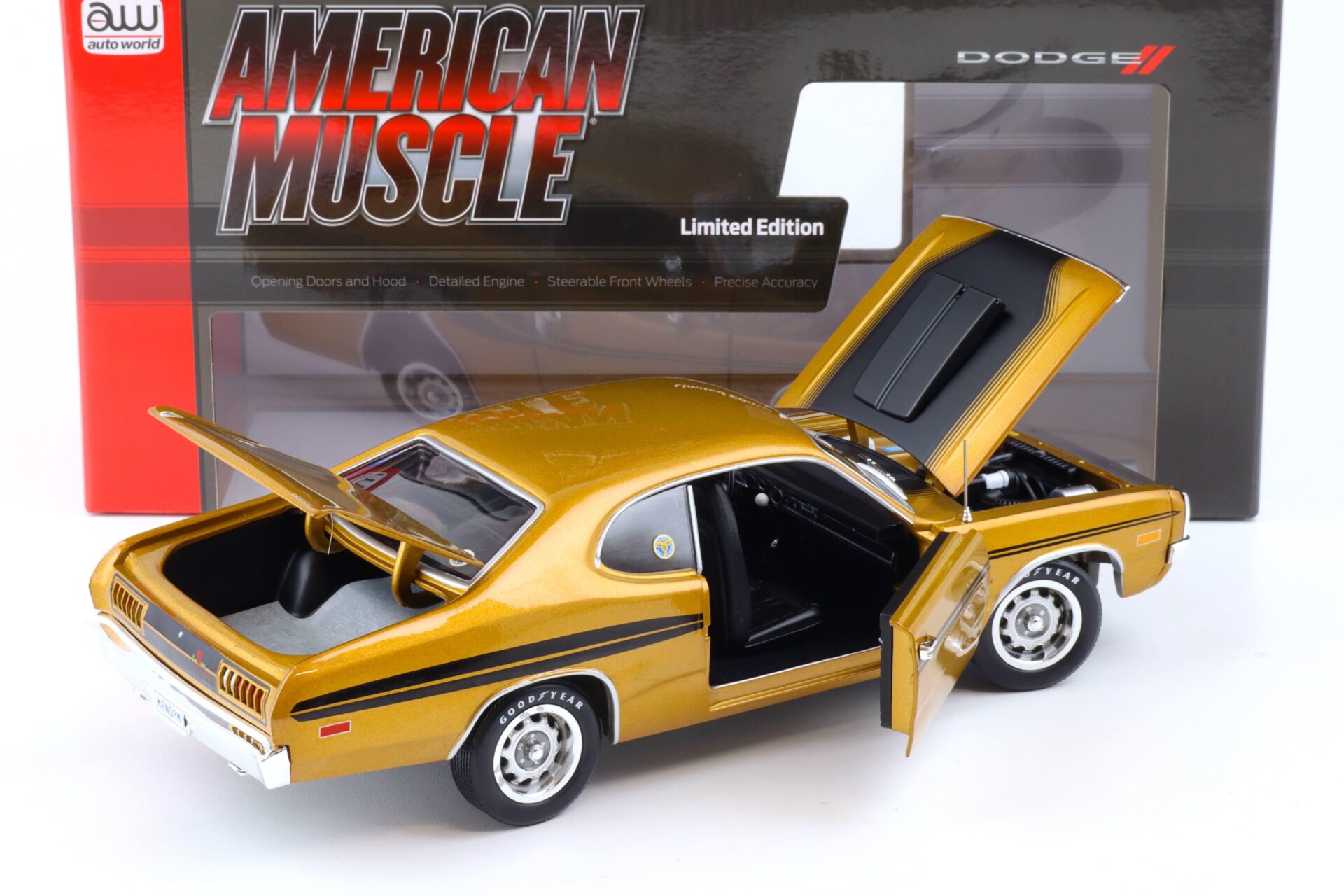 1:18 Auto World 1972 Dodge Demon GSS Supercharged Mr. Norm GY8 gold metallic