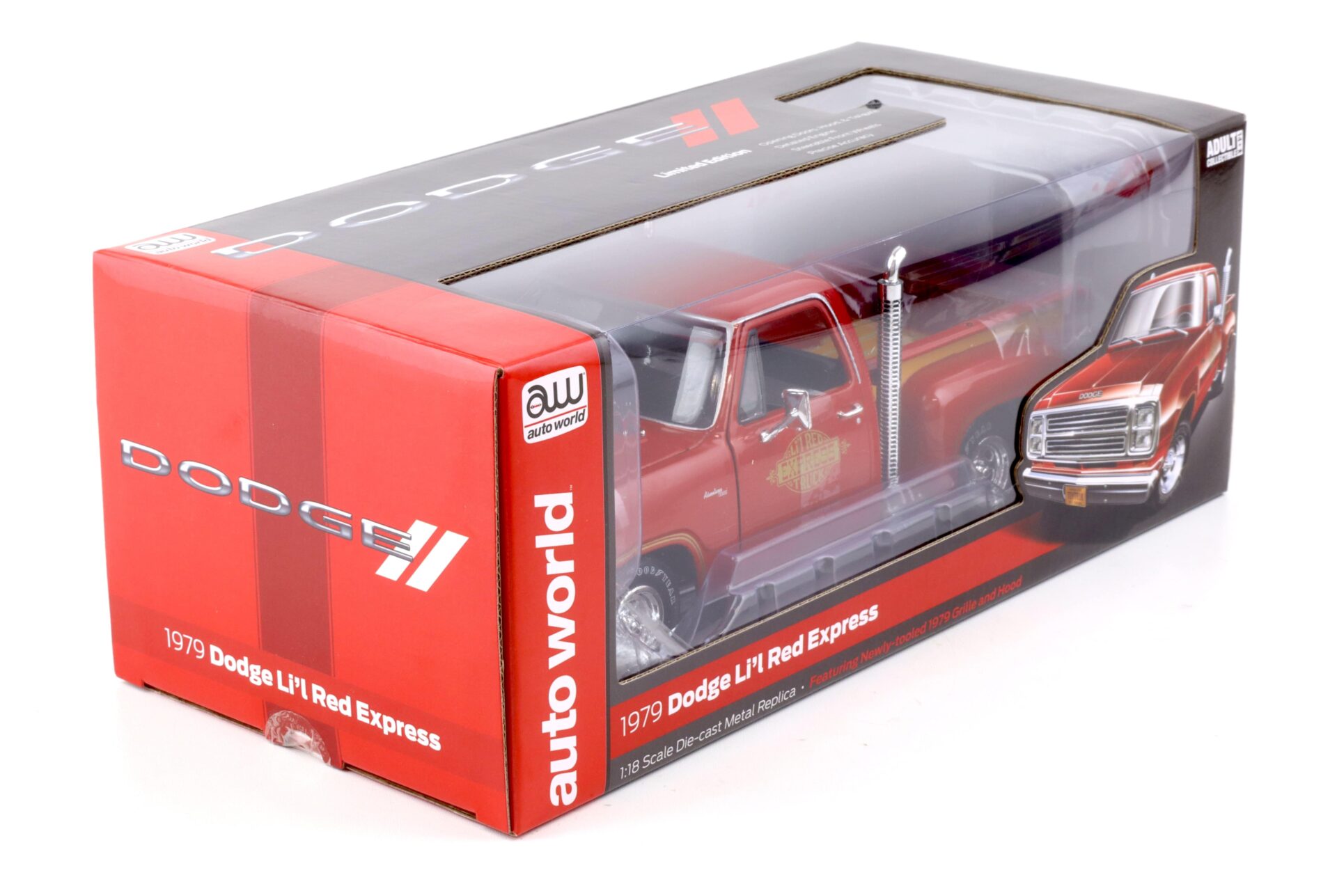 1:18 Auto World 1979 Dodge Utility Pickup LiÂ´l Red Express Truck red