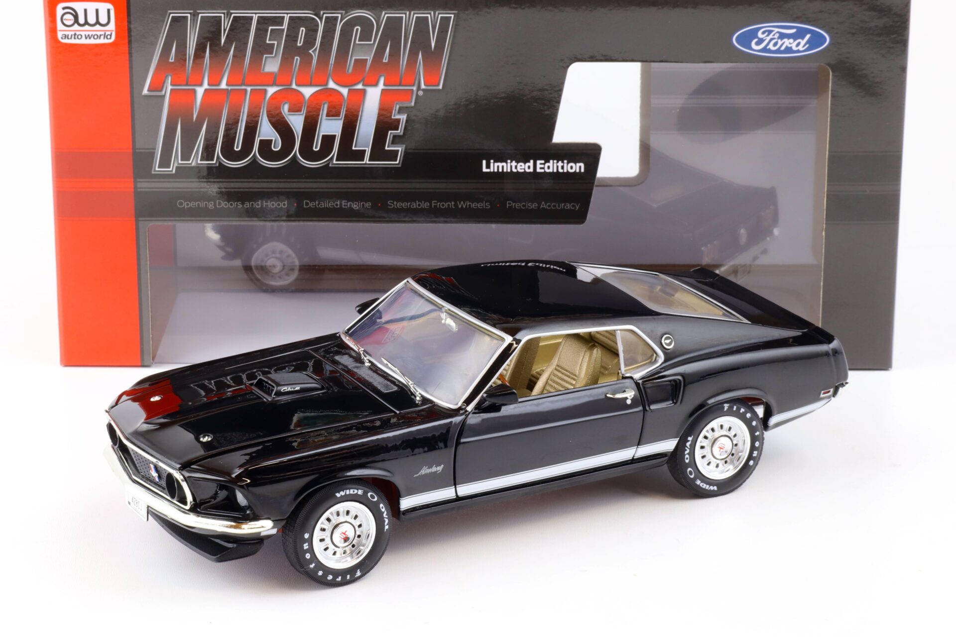 1:18 Auto World 1969 Ford Mustang GT 2+2 Coupe Raven black