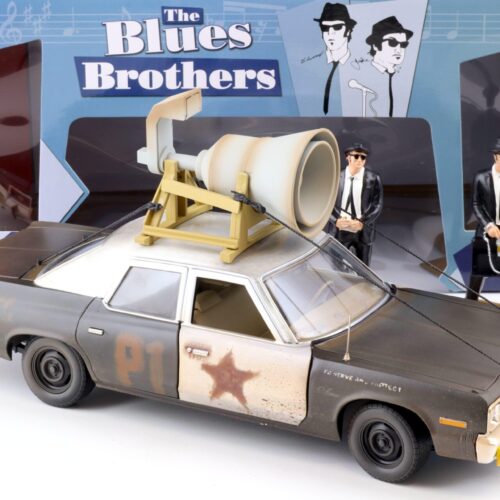 1:18 Auto World 1974 Dodge Monaco Bluesmobile with Loud Speaker Blues Brothers + Figures