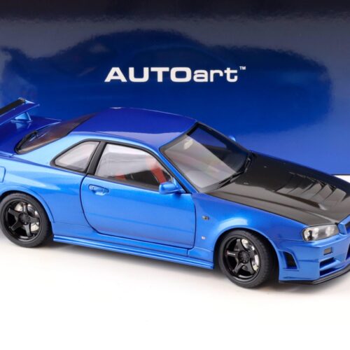 1:18 AUTOart Nissan Skyline GT-R (R34) Z-Tune 2005 Bayside blue/ w Carbon Bonnet 77460