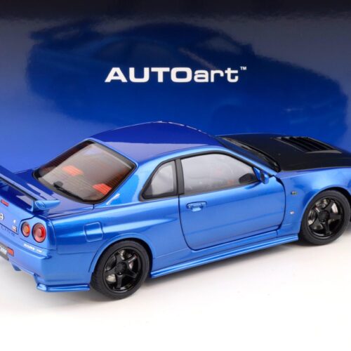 1:18 AUTOart Nissan Skyline GT-R (R34) Z-Tune 2005 Bayside blue/ w Carbon Bonnet 77460