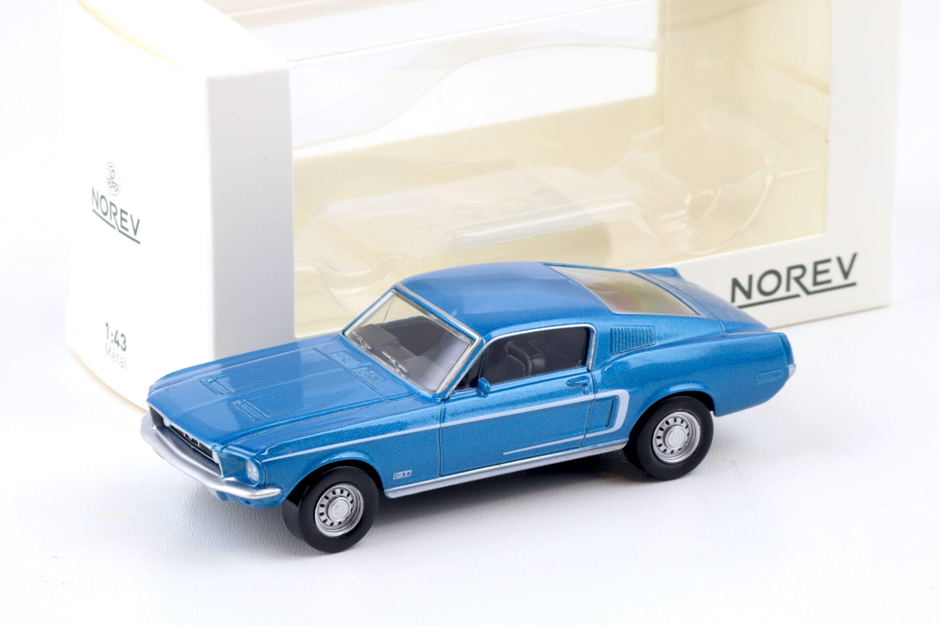 1:43 Norev Jet Car Ford Mustang Fastback 1968 Acapulco blue metallic