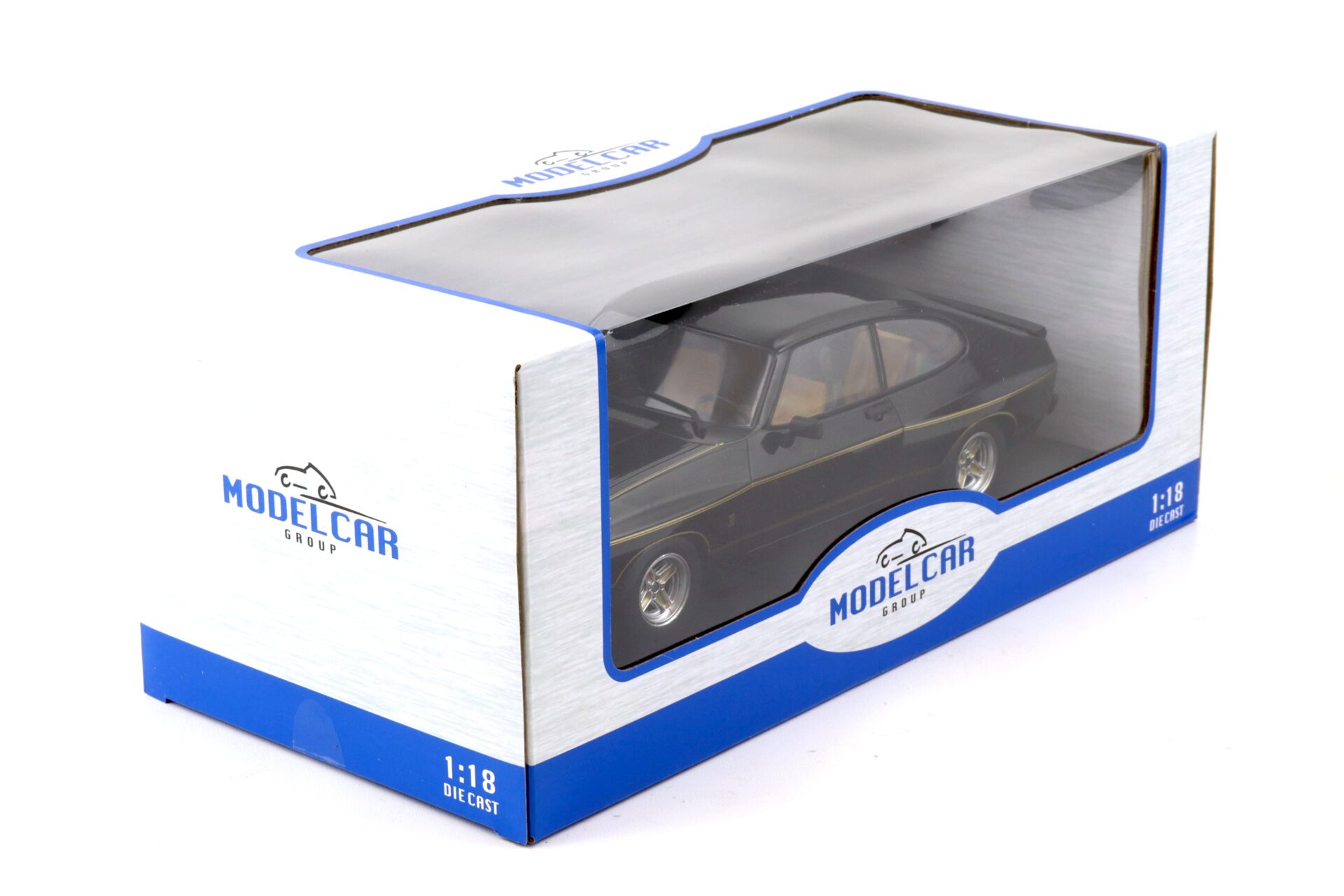 1:18 MCG Ford Capri MK II X-Pack black/ gold stripes LHD 1975