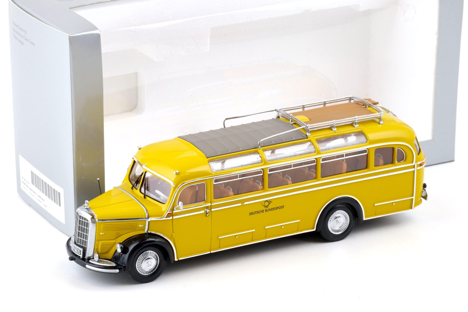 ID 87911 orig 1.jpg 1:43 Minichamps Mercedes O 3500 BUS yellow Deutsch Bundespost DEALER VERSION