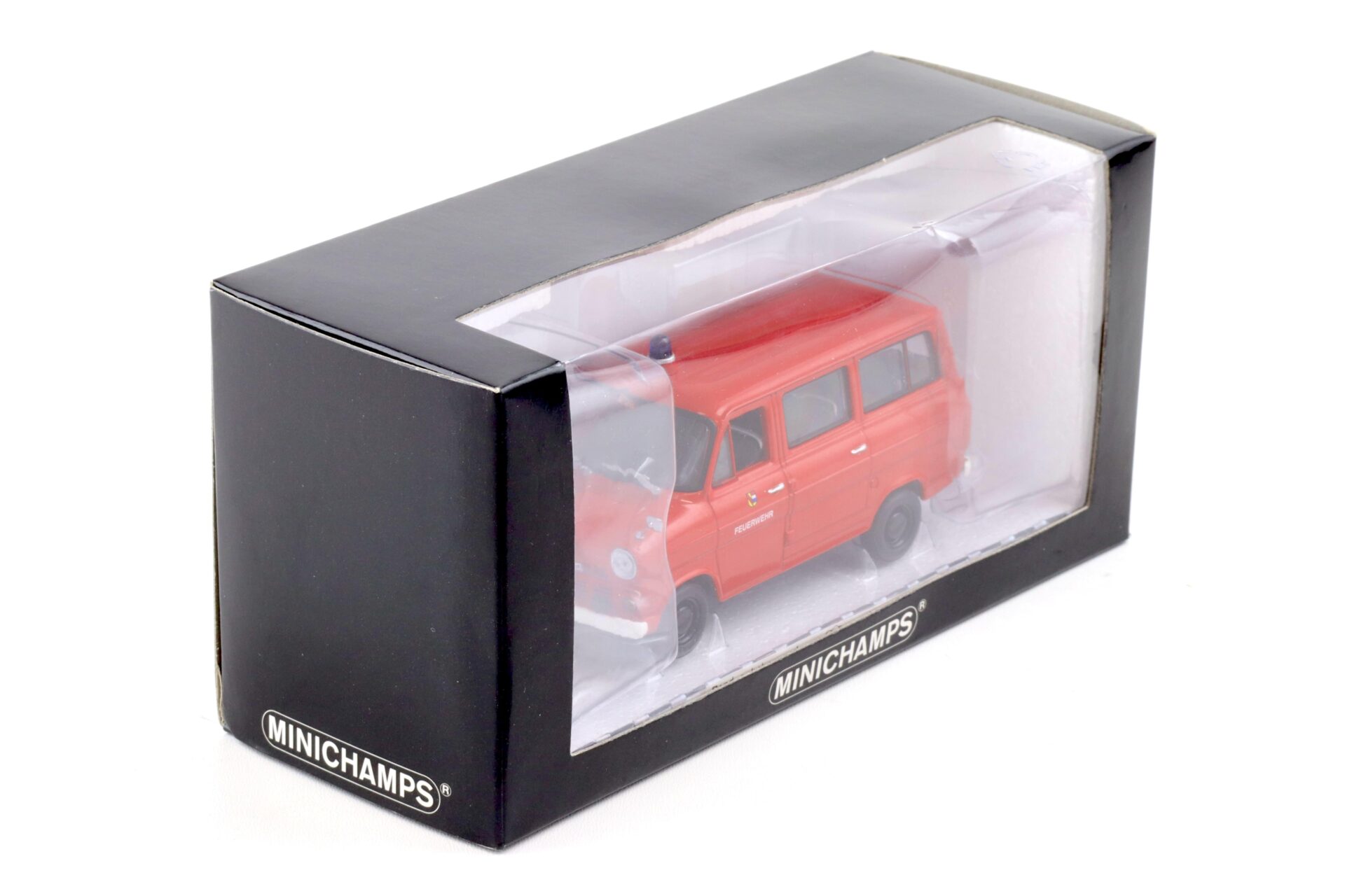 1:43 Minichamps Ford Transit Bus 1965 Feuerwehr Pforzheim red