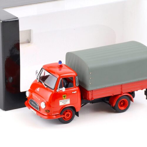 1:43 Minichamps Hanomag Kurier Pritschenwagen Feuerwehr Dortmund red