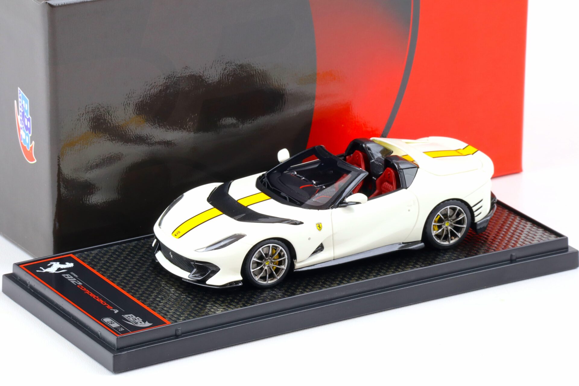 1:43 BBR Ferrari 812 Competizione A Bianco Avus/ yellow stripe - Limited 78 pcs.