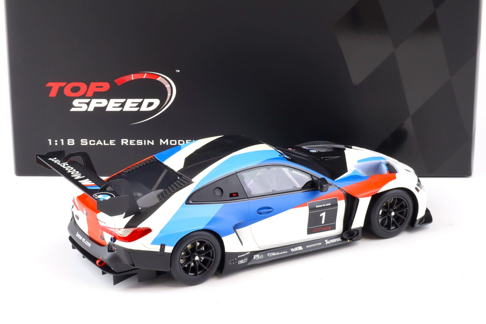 1:18 Top Speed BMW M4 GT3 Presentation Car white/blue/red TS0372