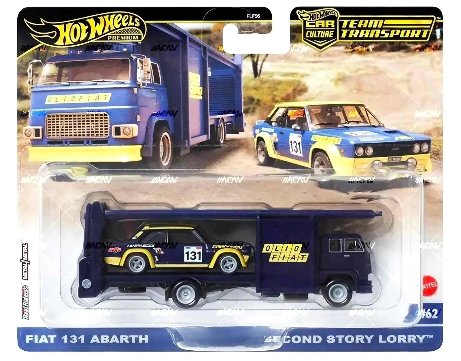 1:64 Hot Wheels Premium 2024 Team Transport Fiat 131 Abarth + Second Story Lorry