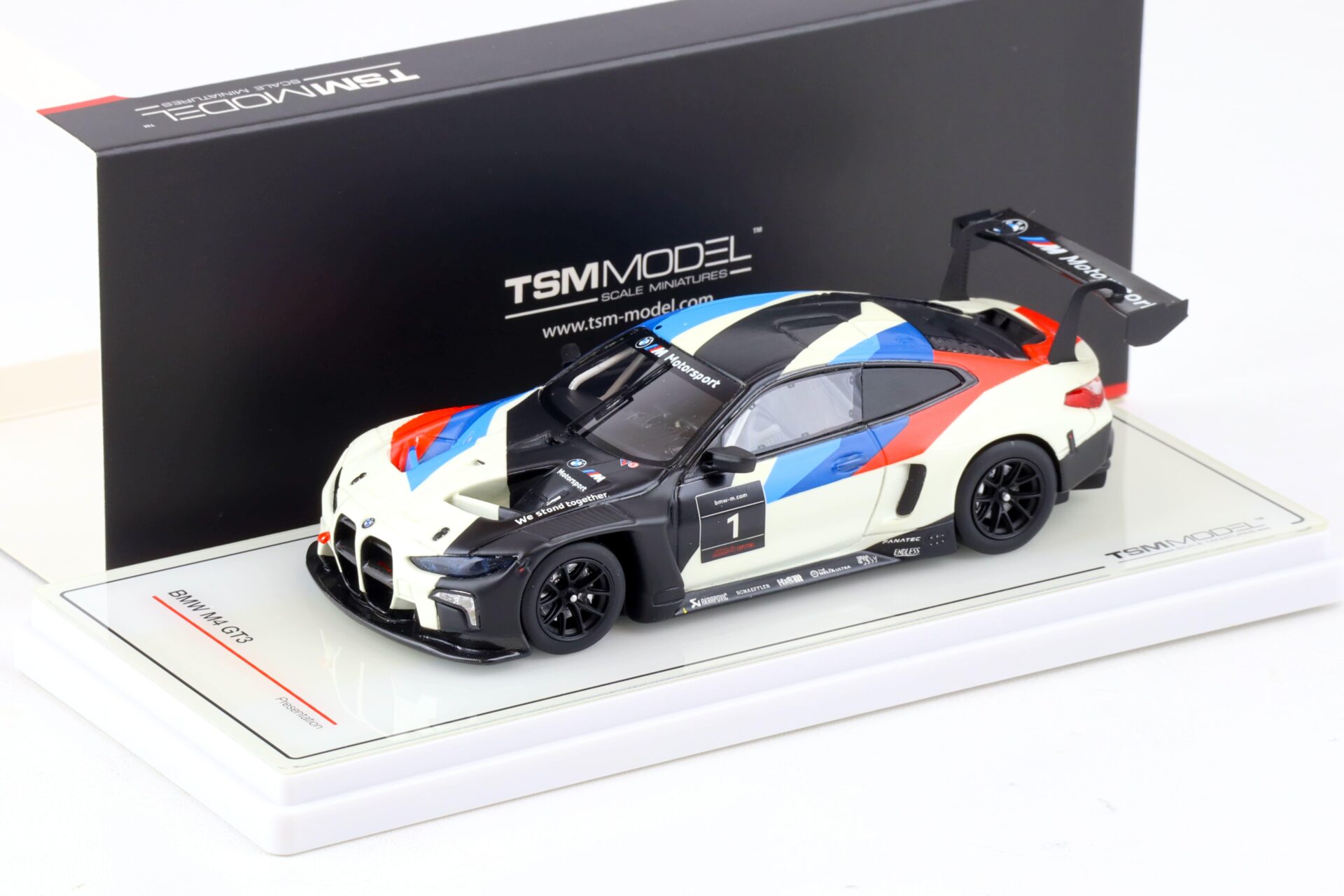 1:43 TSM Model BMW M4 GT3 Presentation #1 white/ black/ red TSM430578