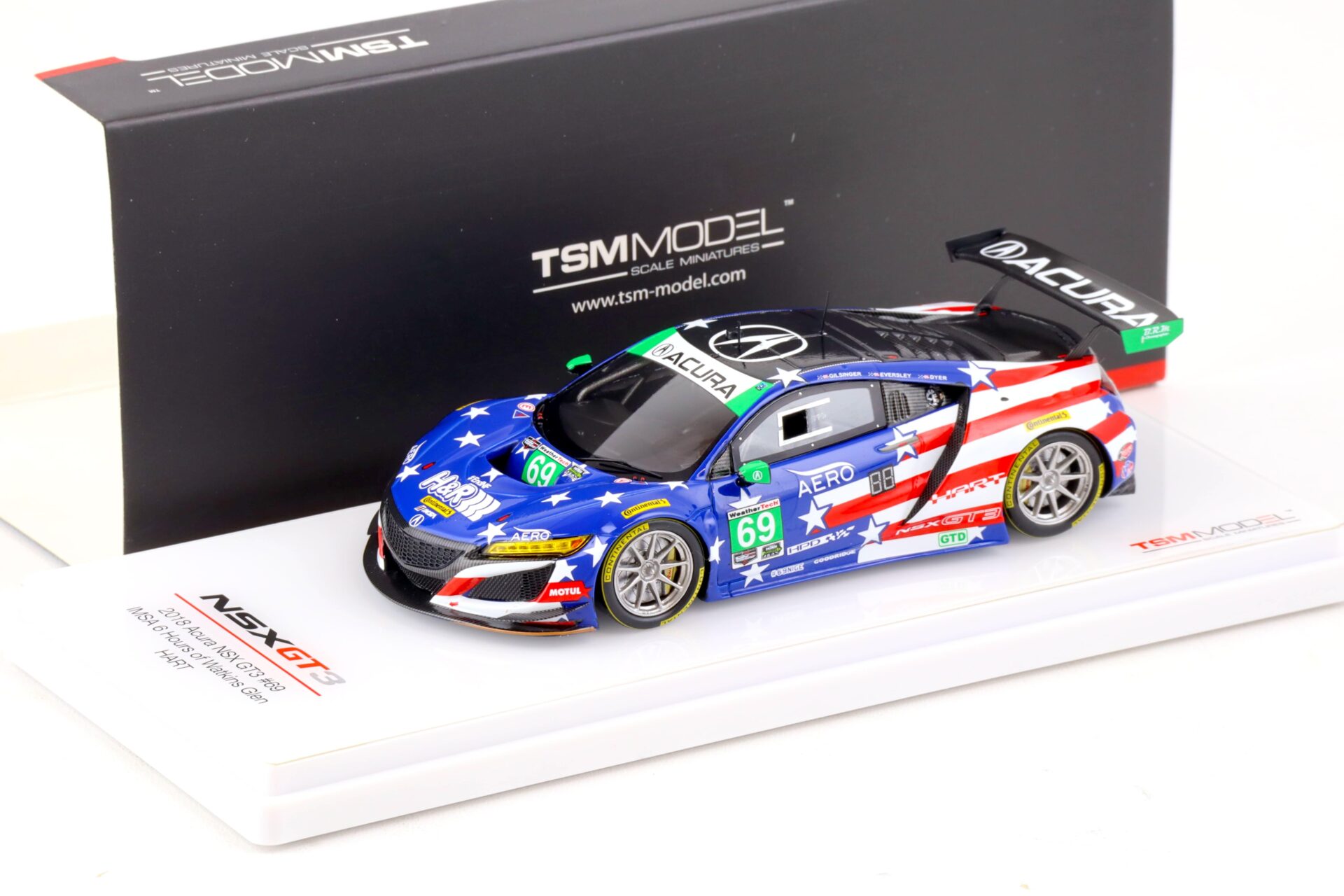 1:43 TSM Model 2018 Acura NSX GT3 #69 IMSA 6h Watkins Glen HART TSM430417