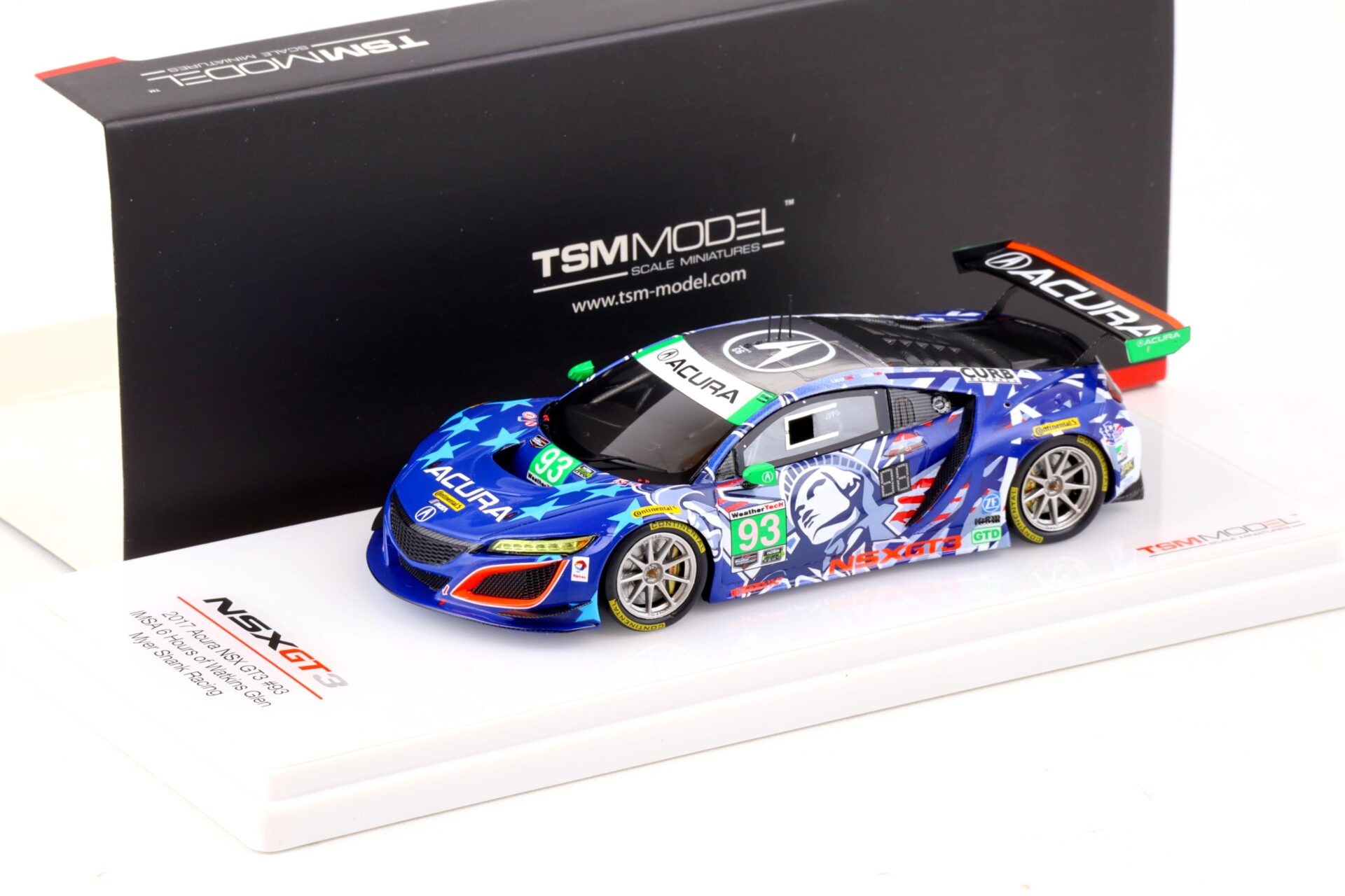 1:43 TSM Model 2017 Acura NSX GT3 #93 IMSA 6h Watkins Glen Statue of Liberty TSM430385