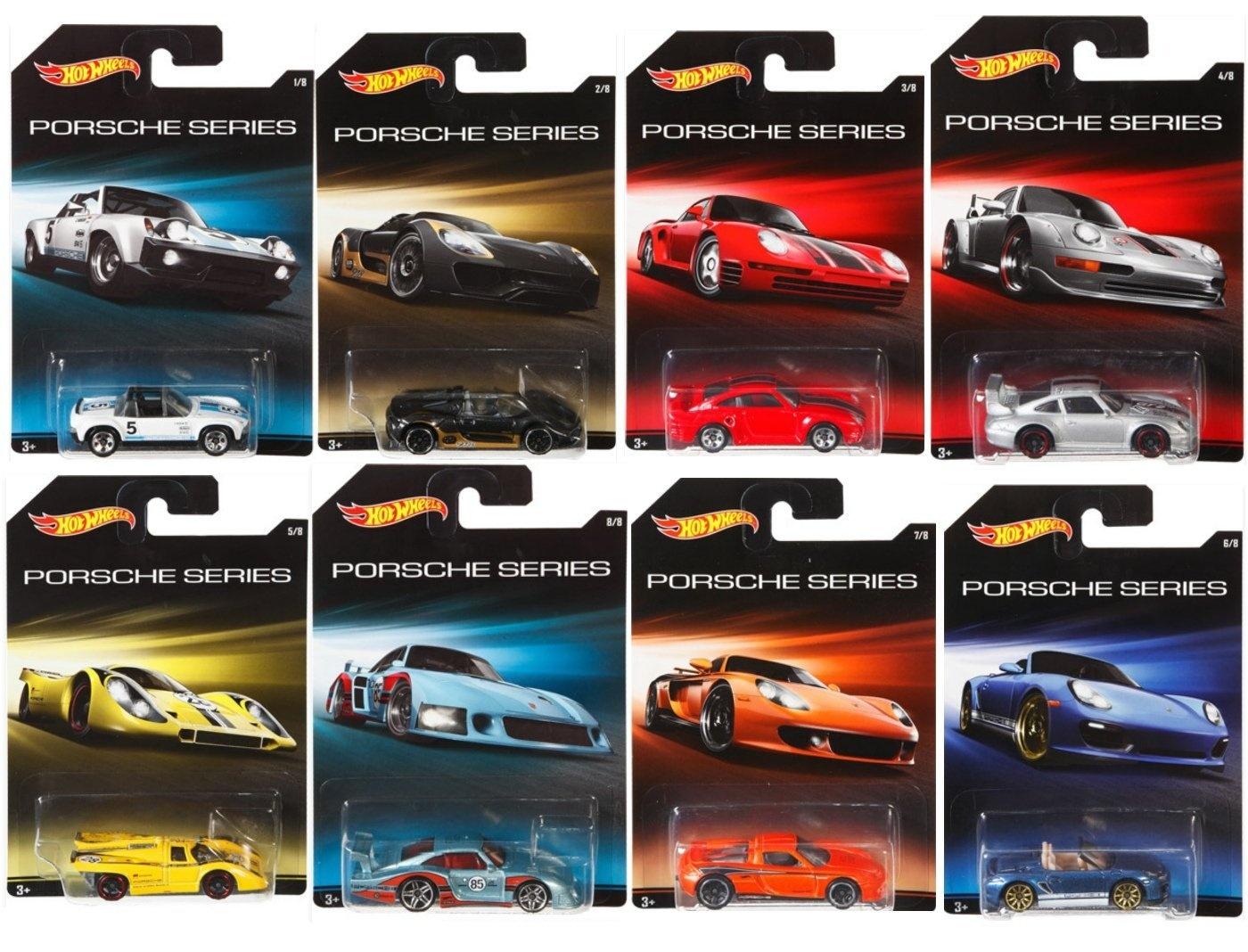 1:64 Hot Wheels 2014 Porsche Series Set 8 pcs. CGB63 Carrera GT, 918 Spyder, 914-6