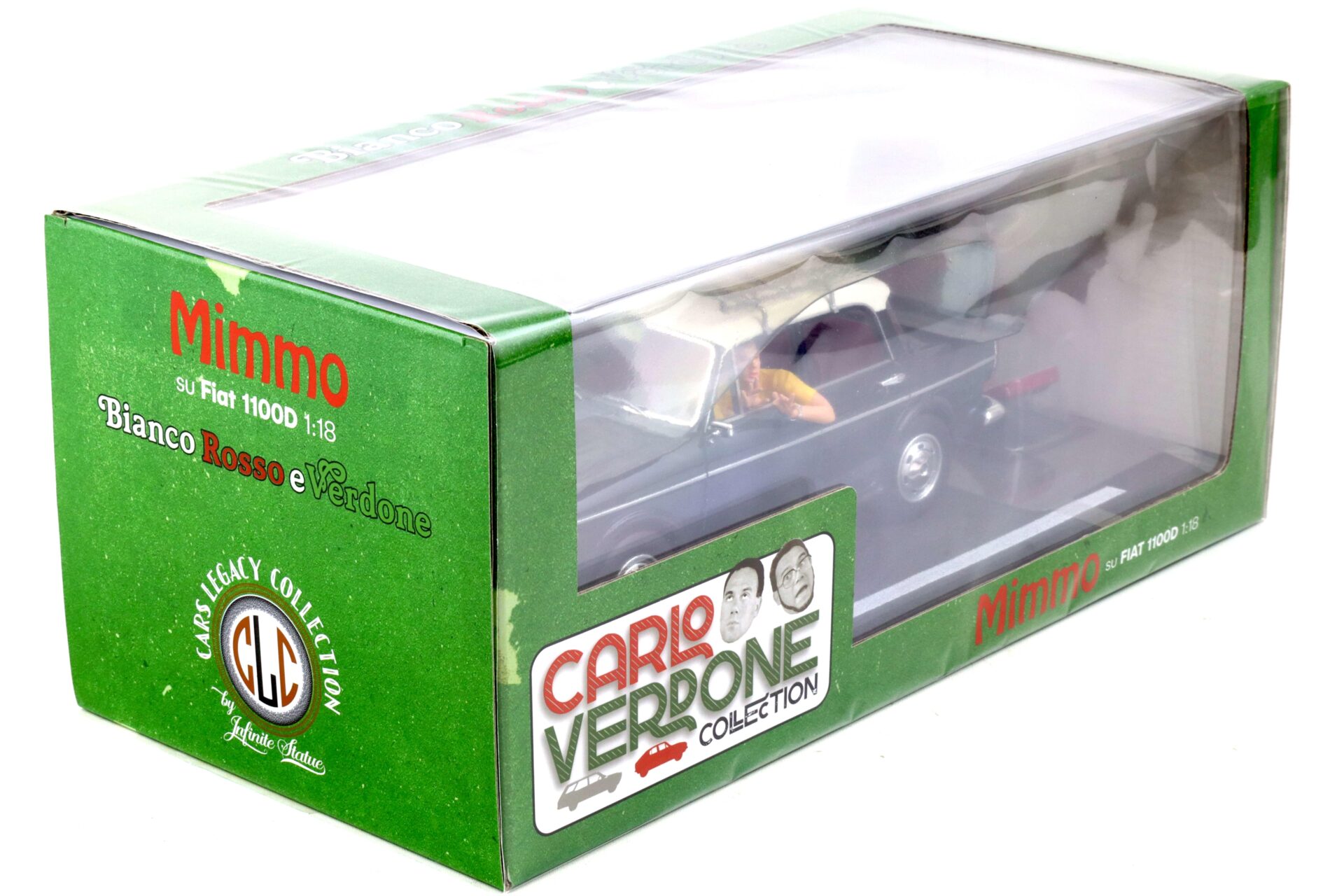 1:18 CLC Models Fiat 1100D with Mimmo figure Carlo Verdone 1981 white 78546
