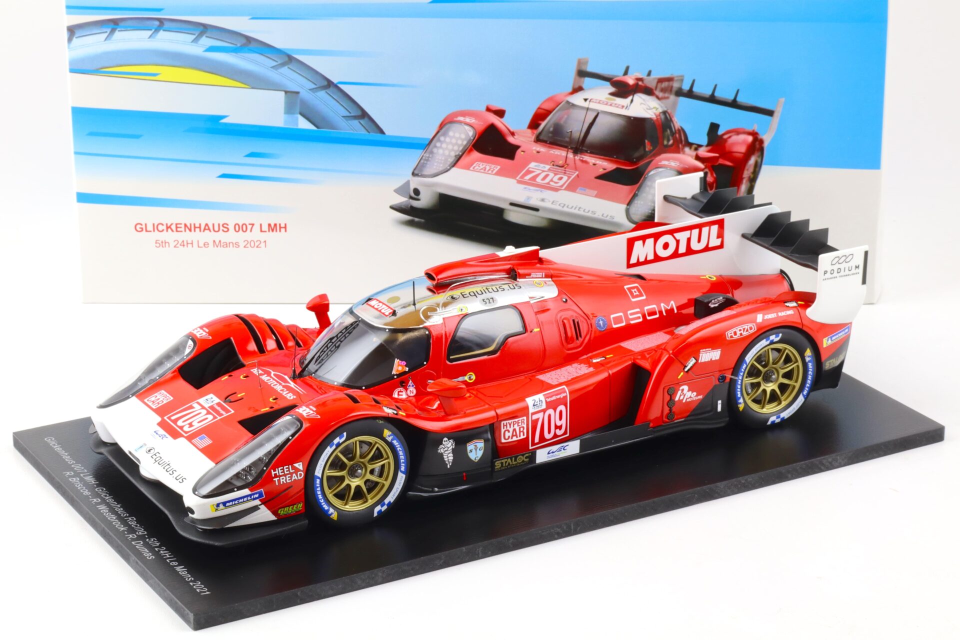1:18 Spark Glickenhaus 007 LMH #709 - 5th Le Mans 24h 2021 red Motul