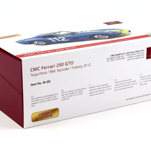 1:18 CMC Ferrari 250 GTO Targa Florio 1964 LHD #112 Norinder/Troberg M-252