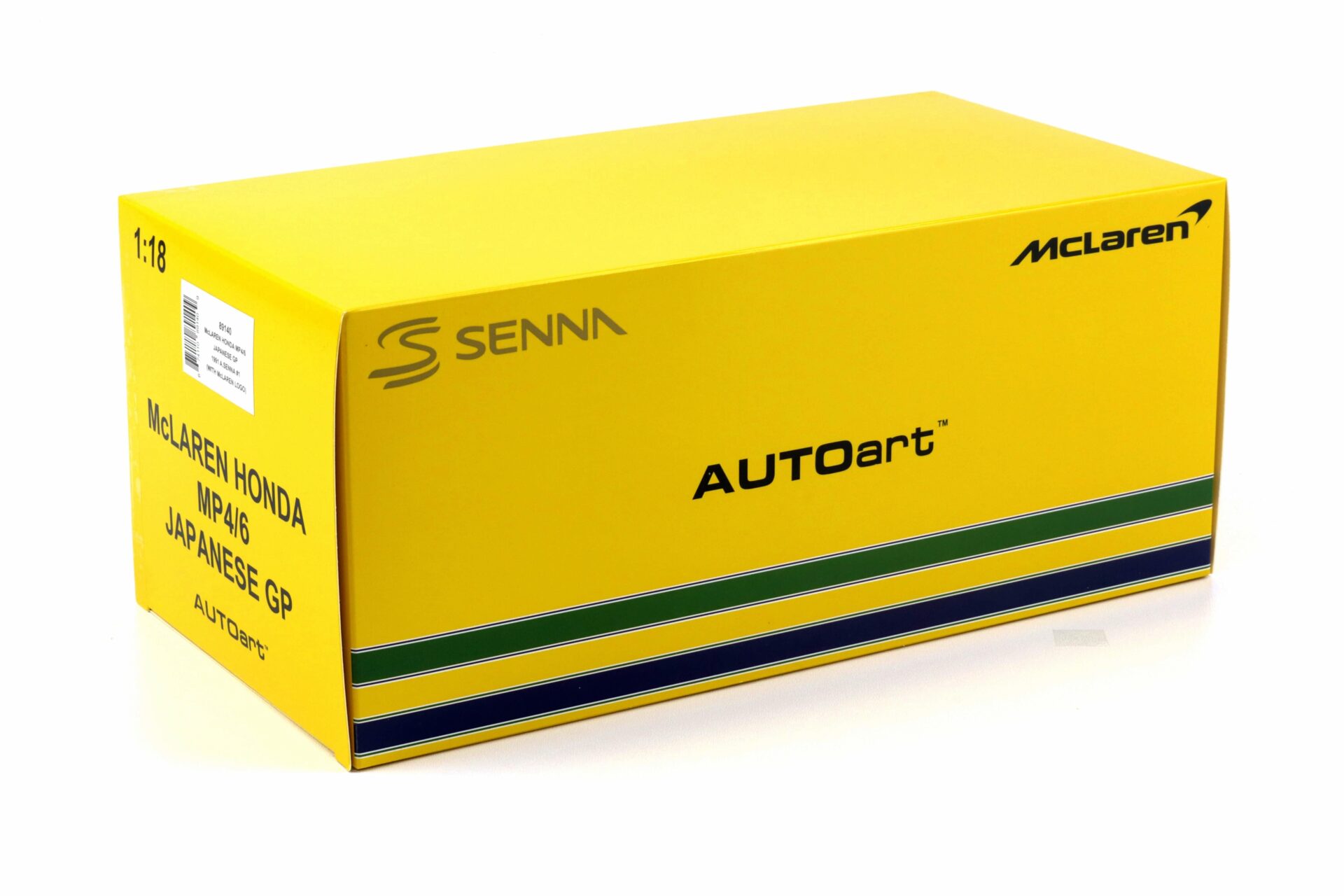 1:18 AUTOart McLAREN Honda MP4/6 Japanese GP 1991 A.Senna #1 with McLaren Logo 89140