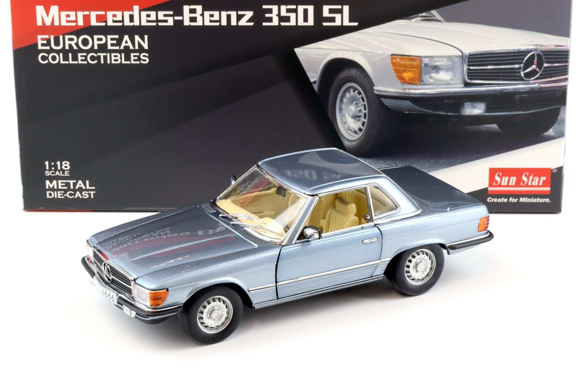 ID 90565 orig.jpg 1:18 Sun Star Mercedes 350SL W107 Hardtop blue metallic 1977