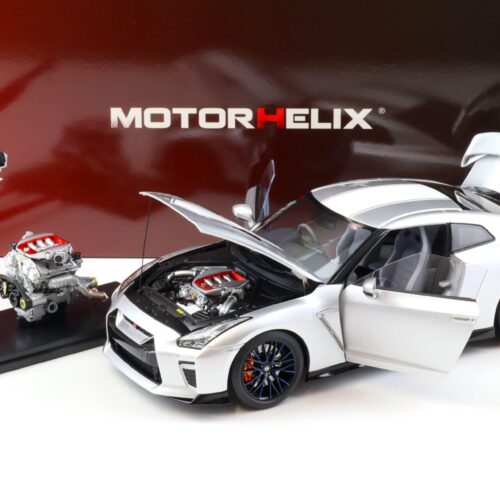 1:18 Motorhelix Nissan GT-R (R35) 50th Anniversary Ultimate metal silver + engine Diecast M83502