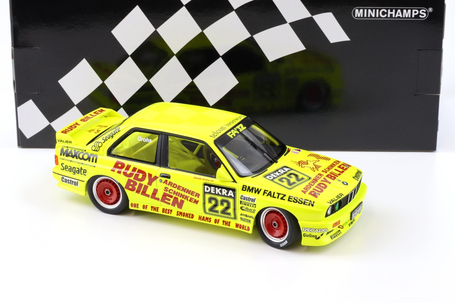 1:18 Minichamps BMW M3 E30 DTM 1989 Valier Motorsport H.Grohs #22 Rudy Billen