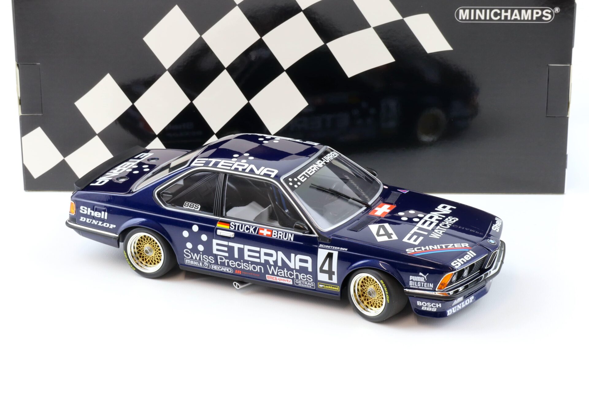1:18 Minichamps BMW 635 CSI Schnitzer Eterna 3rd Place GP BRNO 1984 Stuck/Brun