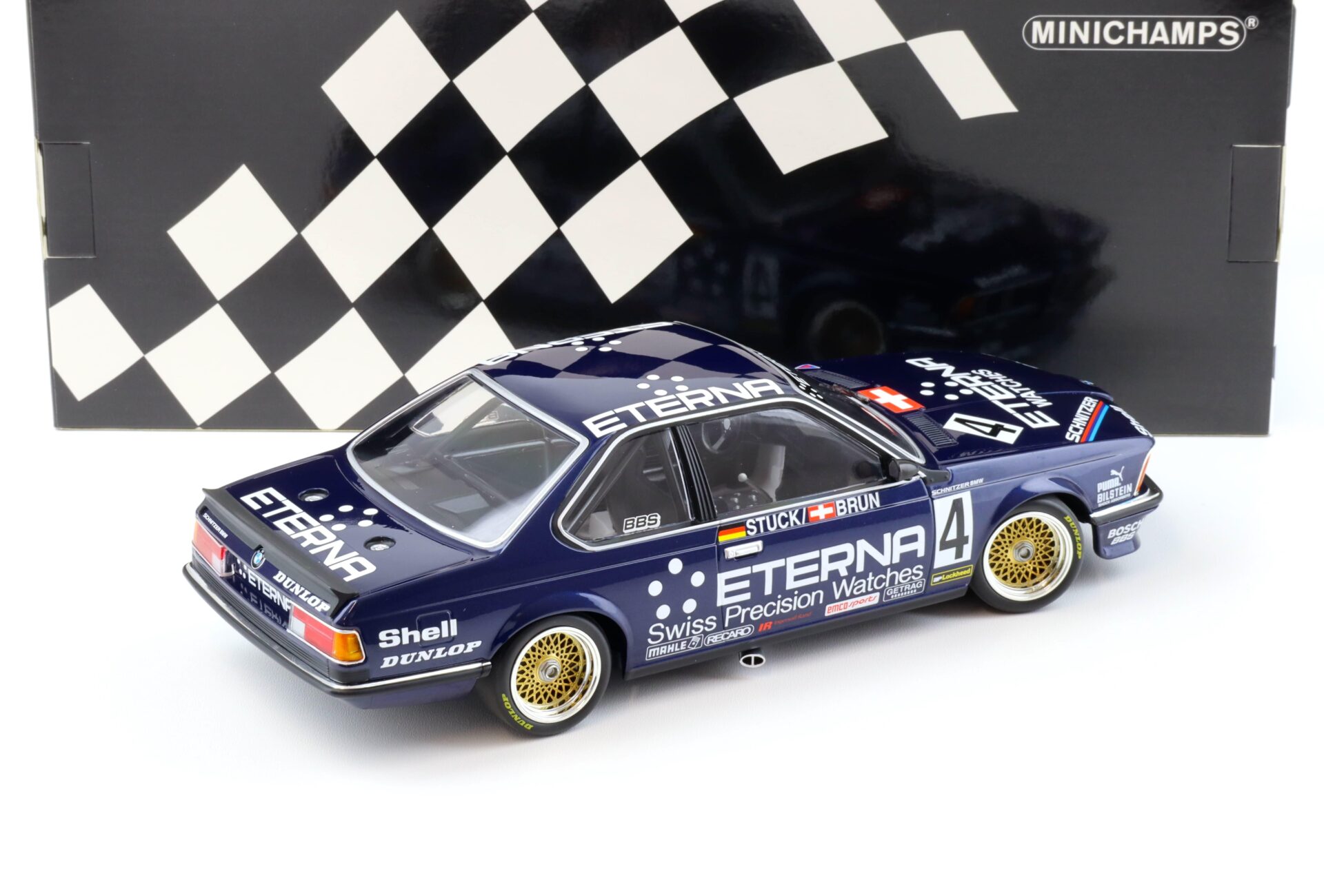 1:18 Minichamps BMW 635 CSI Schnitzer Eterna 3rd Place GP BRNO 1984 Stuck/Brun
