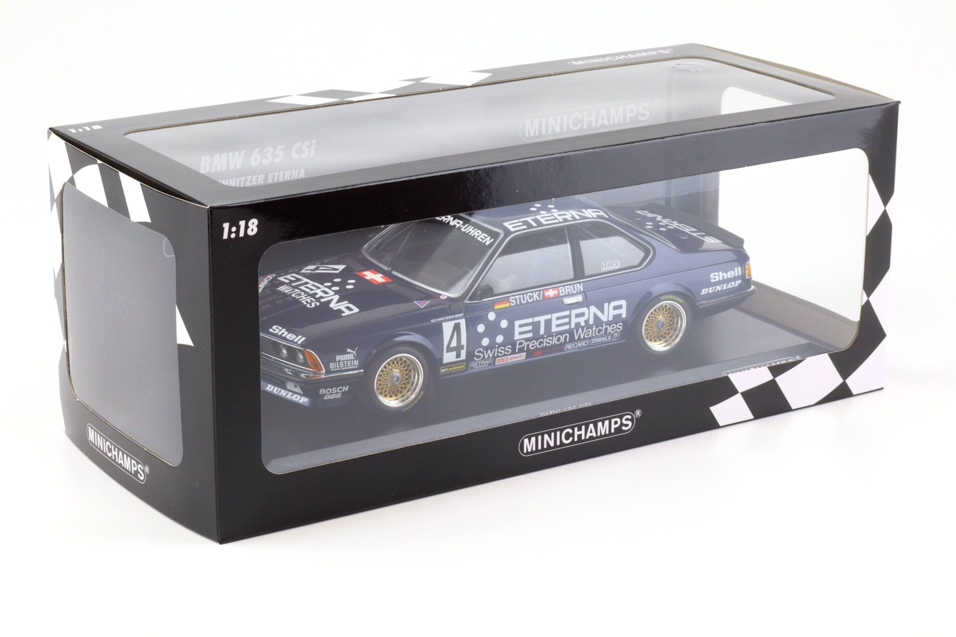 1:18 Minichamps BMW 635 CSI Schnitzer Eterna 3rd Place GP BRNO 1984 Stuck/Brun