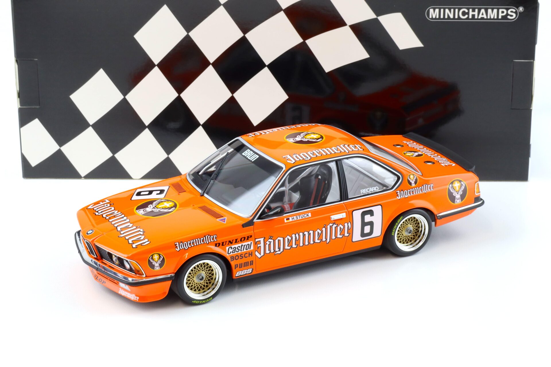 1:18 Minichamps BMW 635 CSI Jägermeister Brun Bergischer Löwe Zolder DPM 1984 Stuck