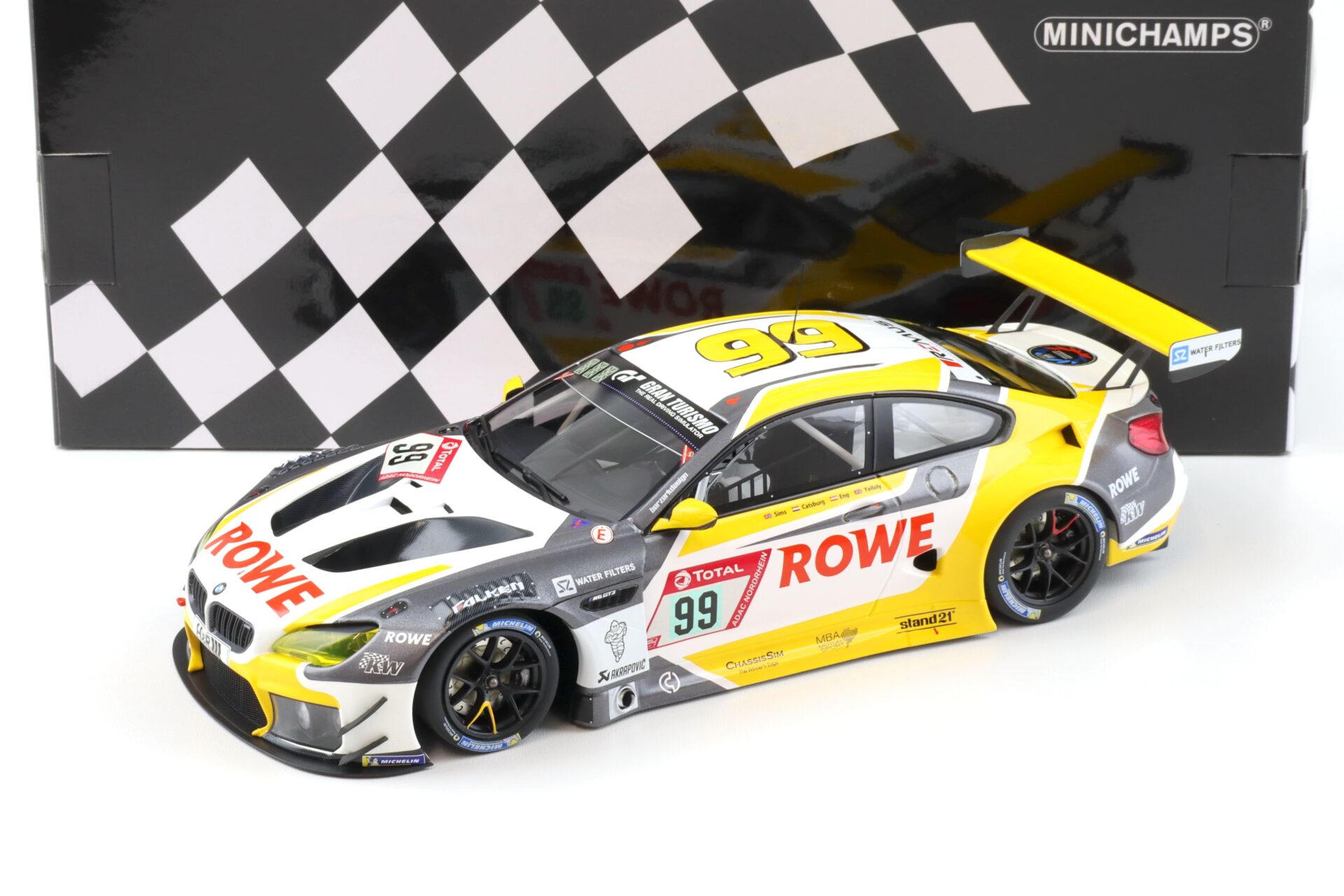 1:18 Minichamps BMW M6 GT3 ROWE Racing Winners 24h Nürburgring 2020 Sims #99