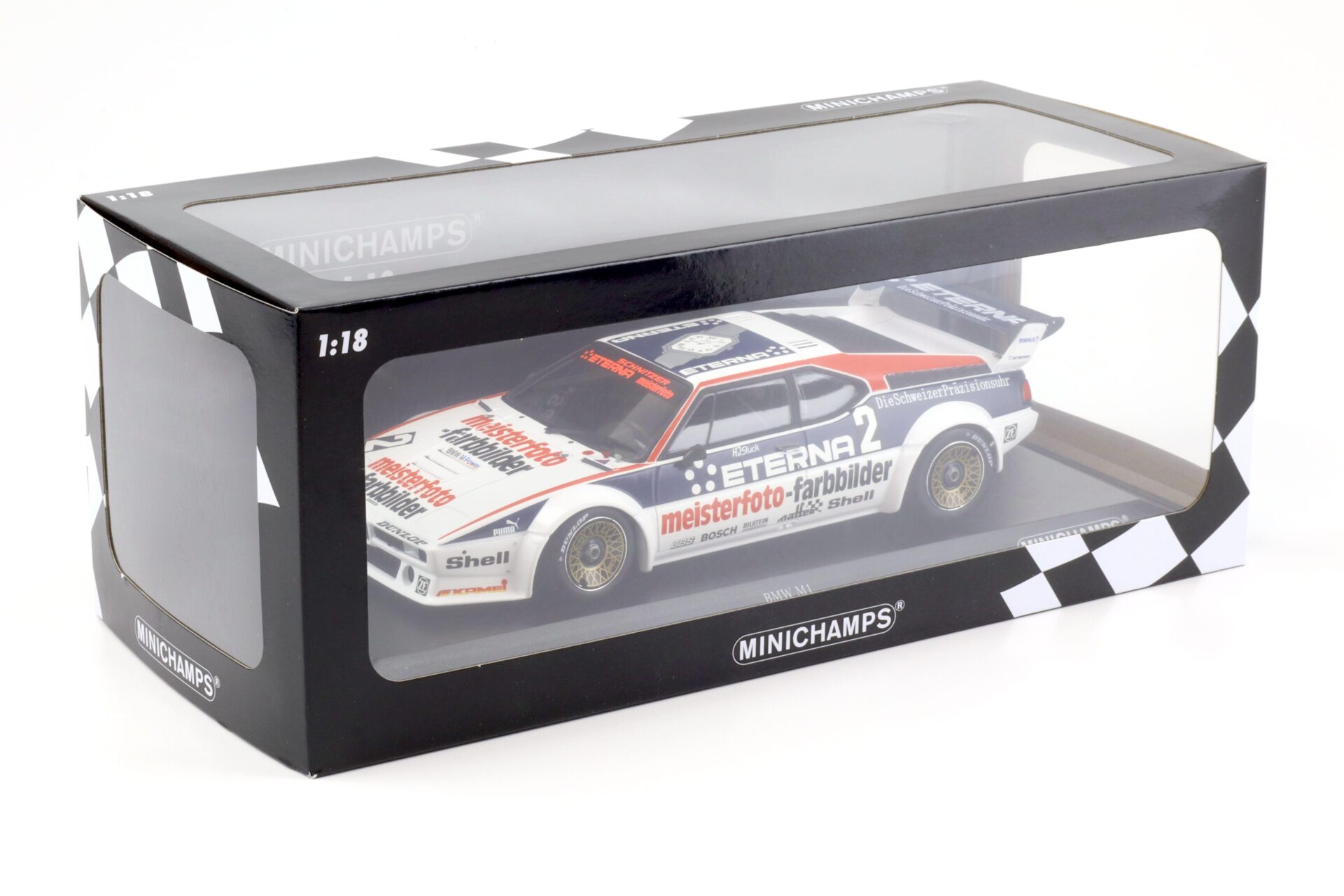 1:18 Minichamps BMW M1 Schnitzer-Eterna Zolder 1982 Winner H.-J.Stuck
