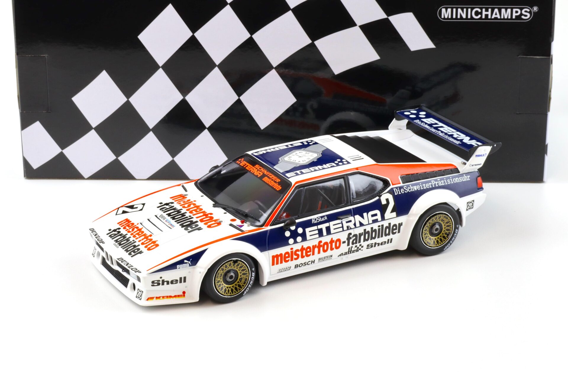 1:18 Minichamps BMW M1 Schnitzer-Eterna Zolder 1982 Winner H.-J.Stuck