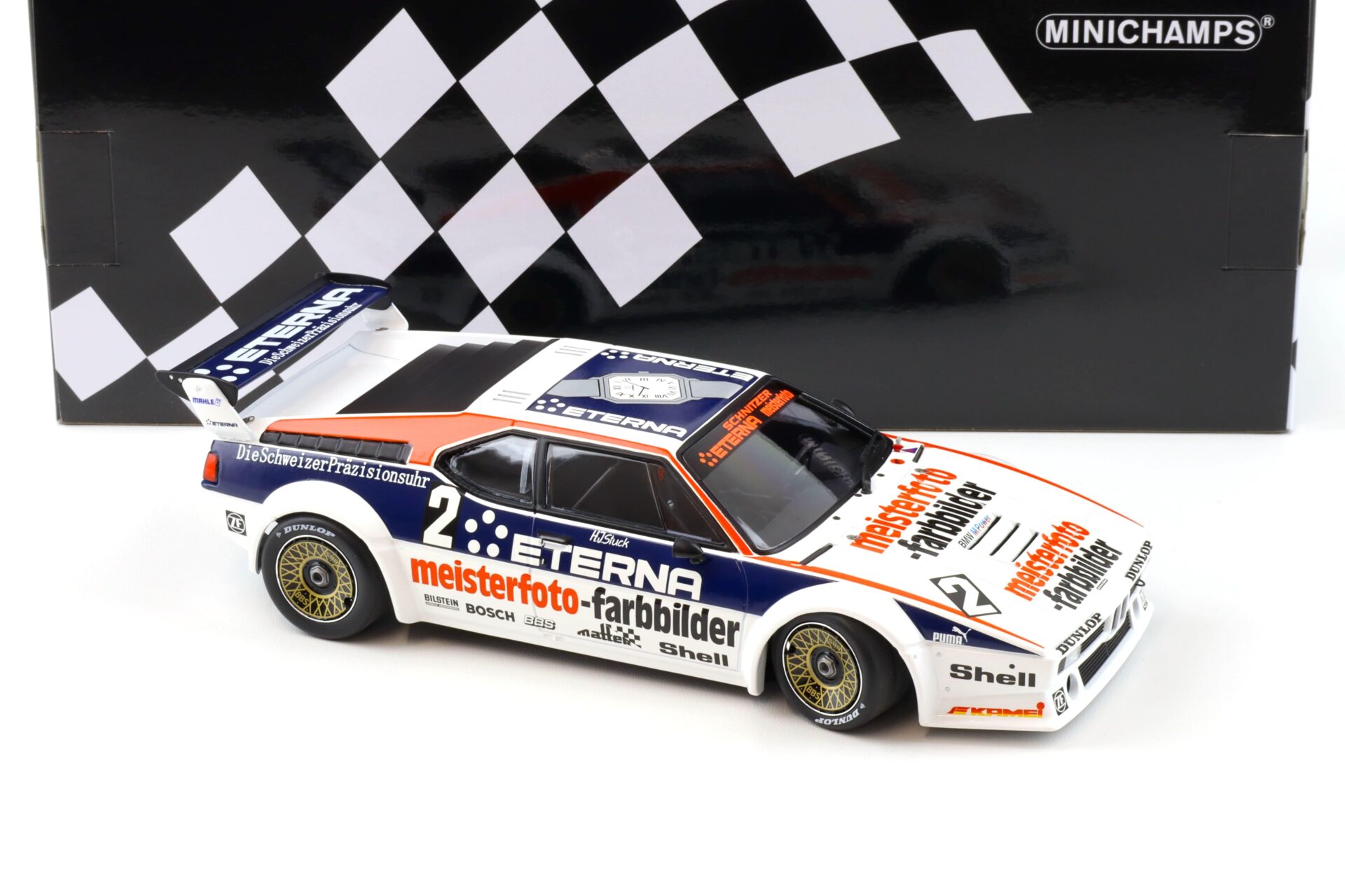 1:18 Minichamps BMW M1 Schnitzer-Eterna Zolder 1982 Winner H.-J.Stuck