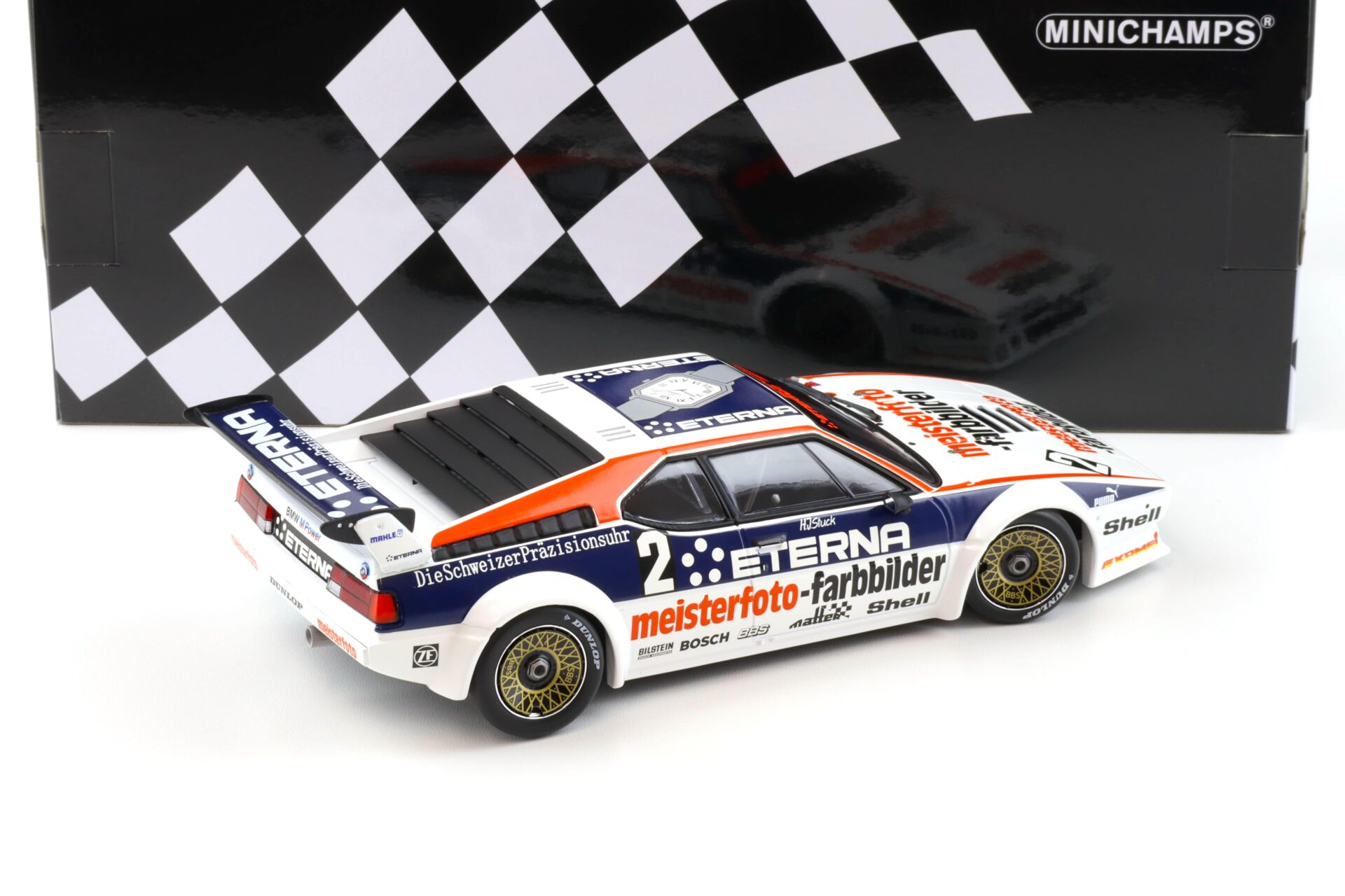 1:18 Minichamps BMW M1 Schnitzer-Eterna Zolder 1982 Winner H.-J.Stuck