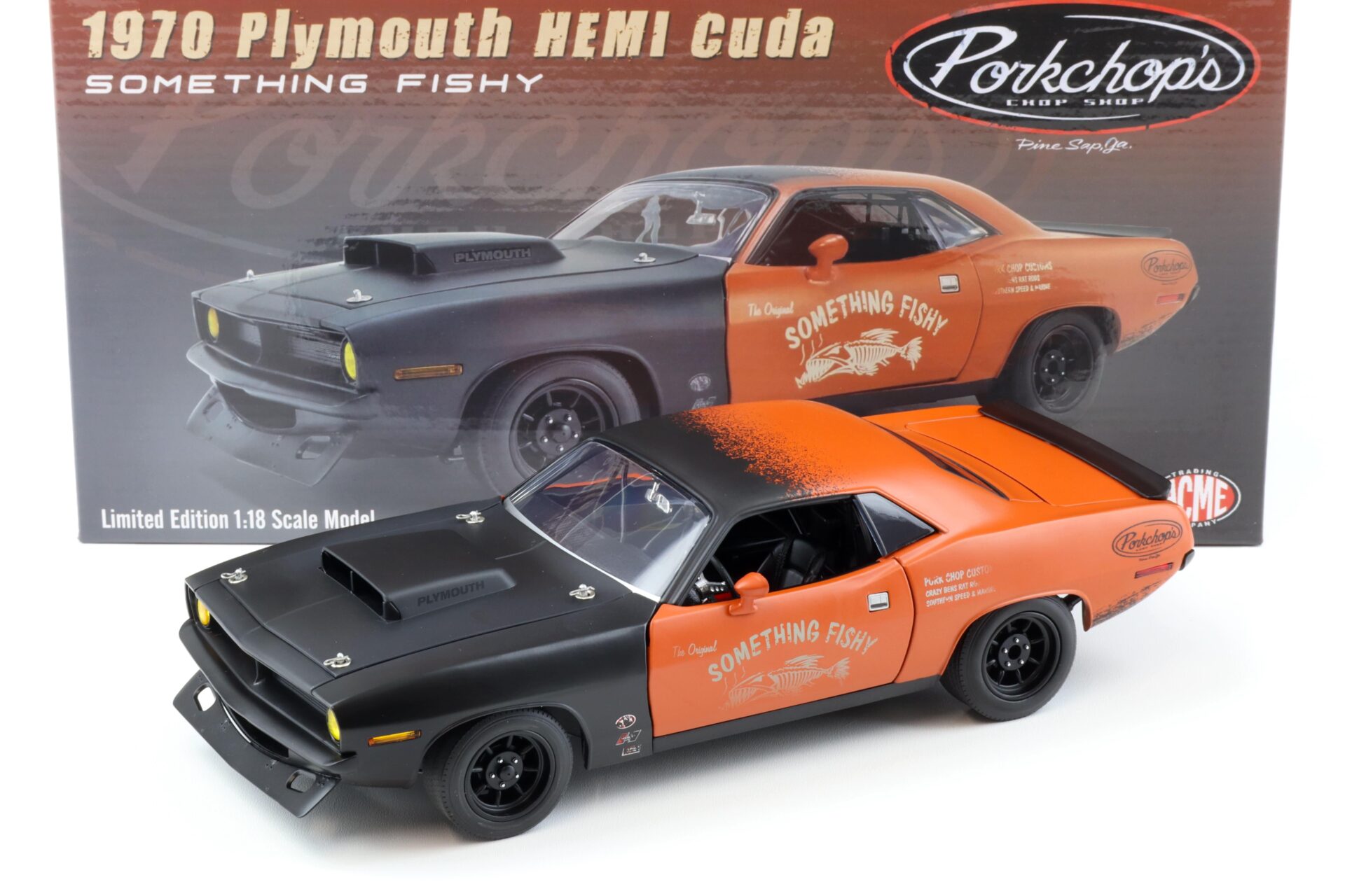 1:18 ACME 1970 Plymouth Hemi Cuda Something Fishy PorkchopÂ´s Chop Shop