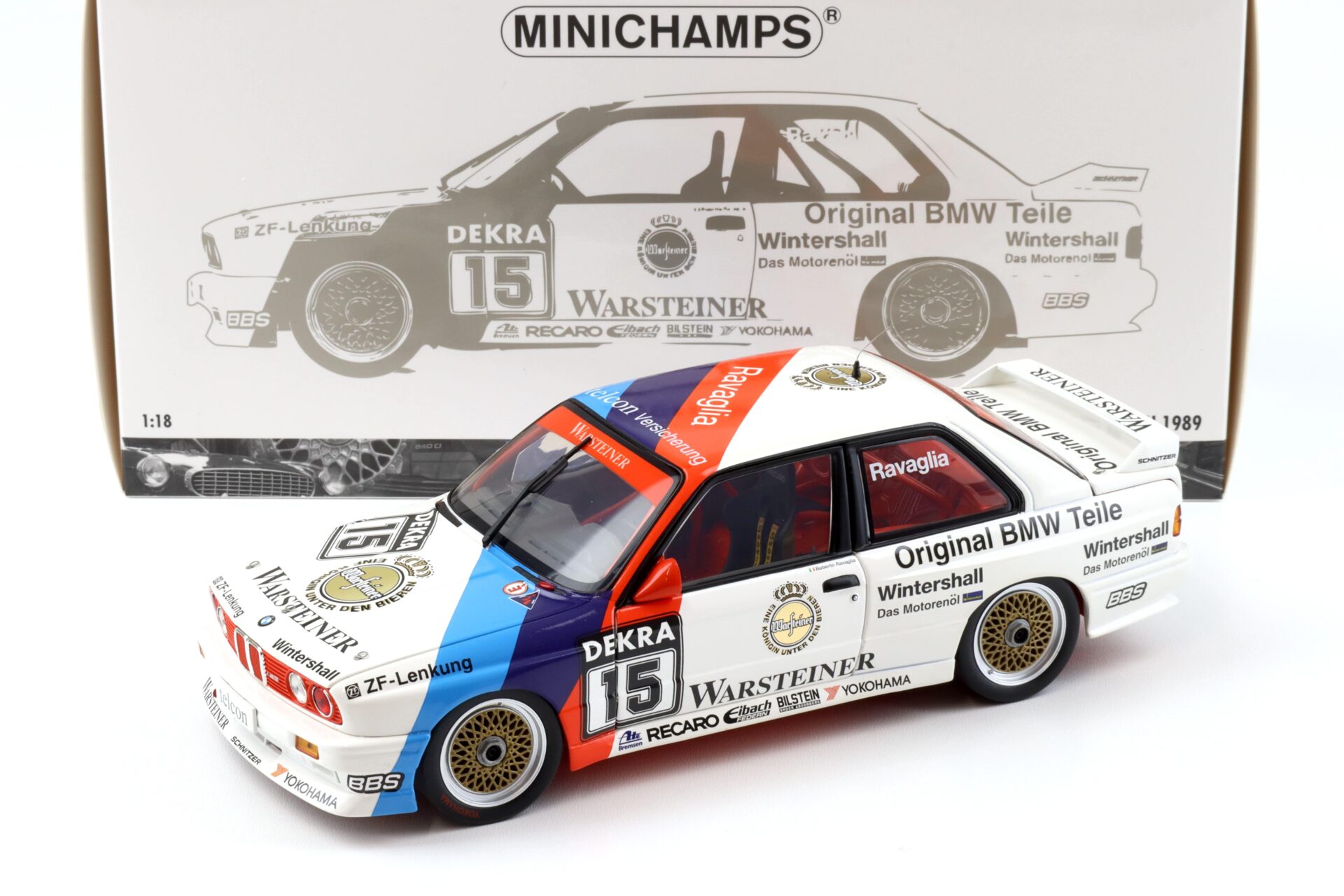 1:18 Minichamps BMW M3 E30 DTM #15 R.Ravaglia DTM Champion 1989