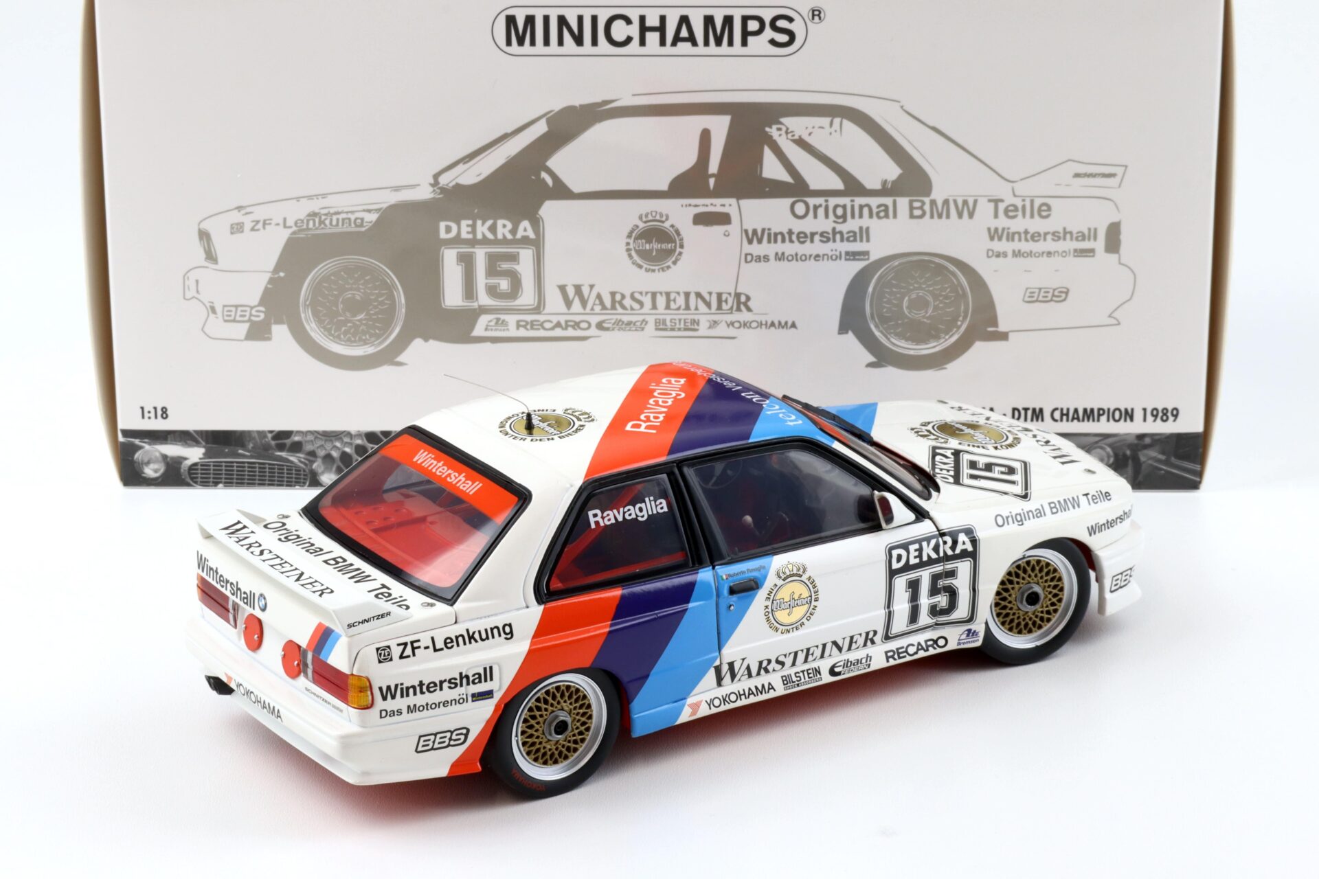 1:18 Minichamps BMW M3 E30 DTM #15 R.Ravaglia DTM Champion 1989