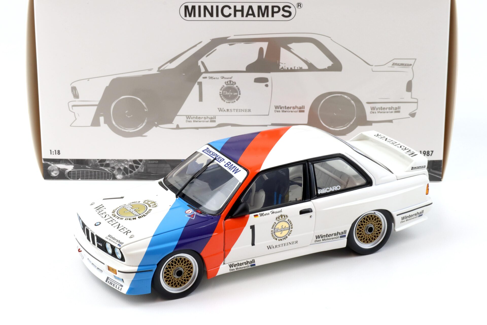 1:18 Minichamps BMW M3 E30 DTM #1 M.Hessel Winner Zolder DTM 1987