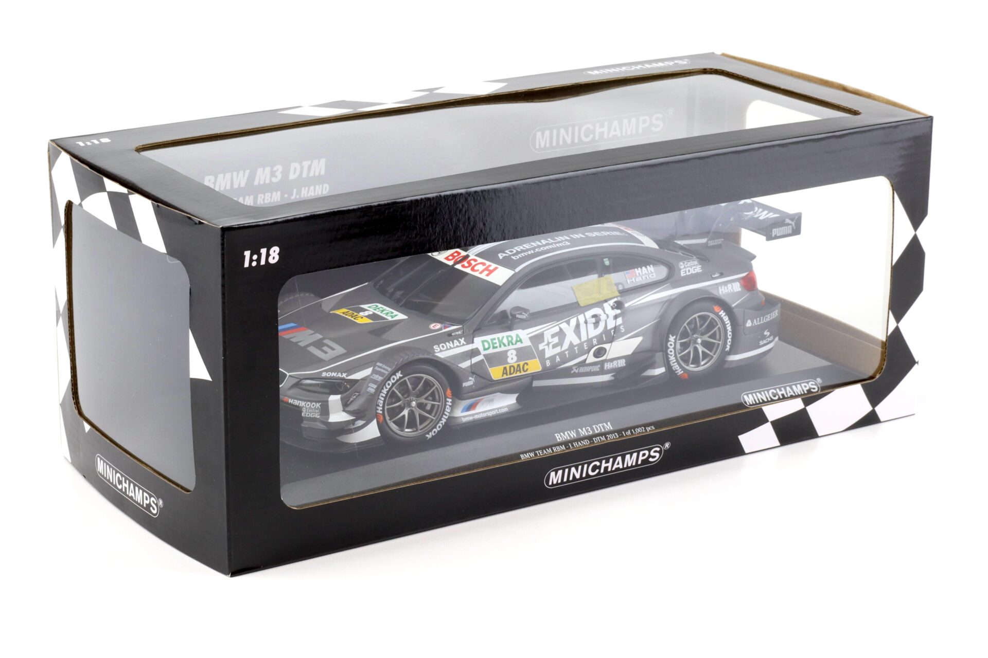 1:18 Minichamps BMW M3 E92 DTM Team RBM J.Hand #8 EXIDE DTM 2013